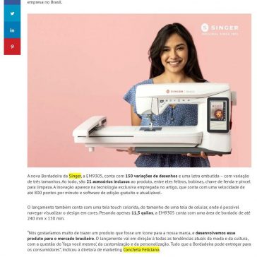 Singer aposta em alto desempenho e inovação com nova bordadeira – Guia Jeans Wear