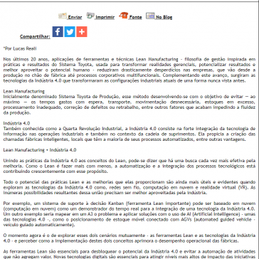 Artigo: Indústria 4.0 em conexão com a Lean Manufacturing – Difundir