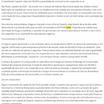 Restaurantes adotam esterilizador de ar para ajudar na retomada dos negócios – Gastromania