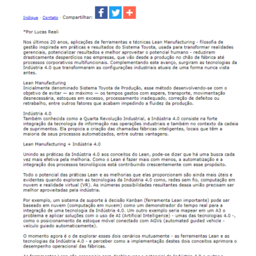Artigo: Indústria 4.0 em conexão com a Lean Manufacturing – JorNow