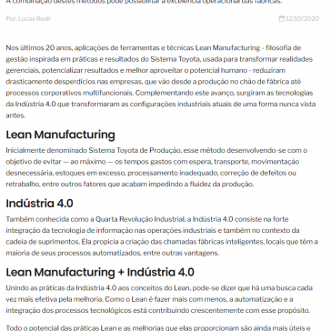 “Indústria 4.0 em conexão com a Lean Manufacturing ” – Indústria 4.0