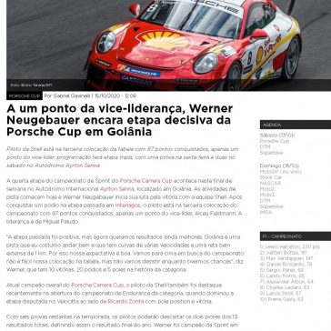 A um ponto da vice-liderança, Werner Neugebauer encara etapa decisiva da Porsche Cup em Goiânia – F1 Mania (Lance)
