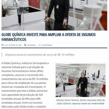 Globe Química investe para ampliar a oferta de Insumos Farmacêuticos – TV Jaguar