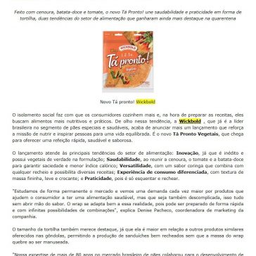 Wickbold lança wrap com vegetais na formulação – Blog Mesa Posta