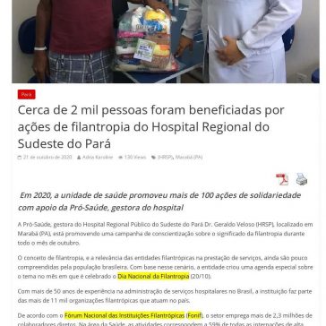 Cerca de 2 mil pessoas foram beneficiadas por ações de filantropia do Hospital Regional do Sudeste do Pará – Folha do Progresso