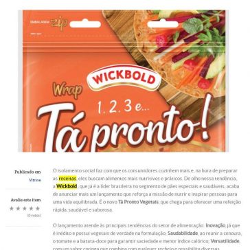 Wickbold lança wrap de vegetais – Folha do ABC