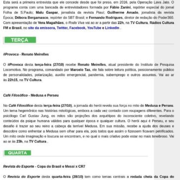 Cultura DESTAQUES DA SEMANA 26 DE OUTUBRO A 1° DE NOVEMBRO – Blup