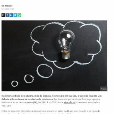 Ciência, Tecnologia e Inovação estão em pauta no Opinião desta semana – TV Cultura