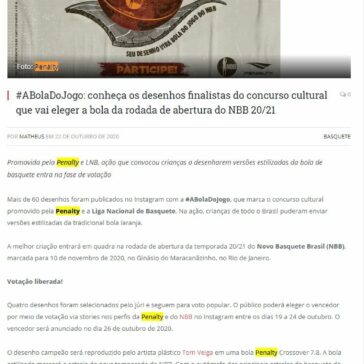 #ABolaDoJogo: conheça os desenhos finalistas do concurso cultural que vai eleger a bola da rodada de abertura do NBB 20/21 – Templo dos Esportes