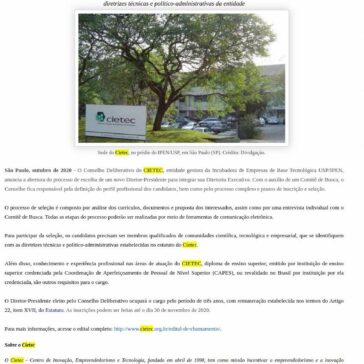 CIETEC abre processo para escolha de novo Diretor-Presidente – Cidade de Marília.Com