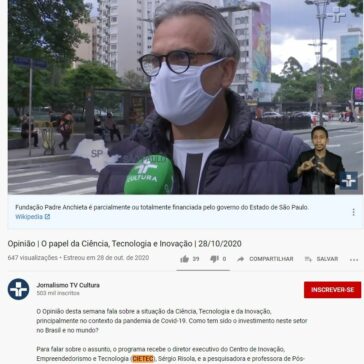 Opinião | O papel da Ciência, Tecnologia e Inovação | 28/10/2020 – You Tube TV Cultura