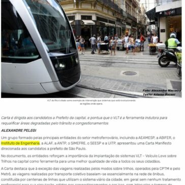 Entidades do setor metroferroviário lançam manifesto reivindicando sistema de VLTs em São Paulo – Diário do Transporte