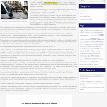 Entidades do setor metroferroviário lançam manifesto reivindicando sistema de VLTs em São Paulo – ABIFER