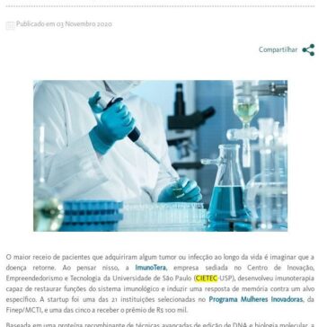 Empresa paulista inova ao desenvolver tecnologia capaz de restaurar o sistema imune e produzir memória contra tumores e infecções – FINEP Financiadora de Inovação e Pesquisa