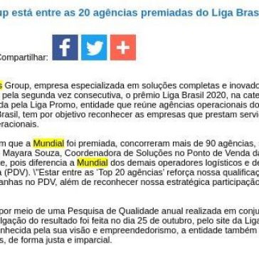 Mundial Logistics Group está entre as 20 agências premiadas do Liga Brasil 2020 – JorNow