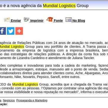 Trama Comunicação é a nova agência da Mundial Logistics Group – Difundir