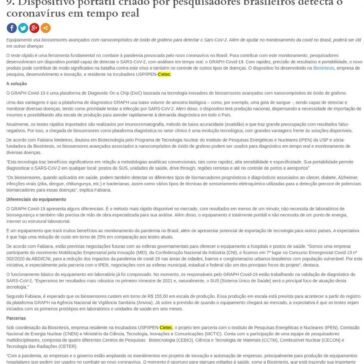 9.	Dispositivo portátil criado por pesquisadores brasileiros detecta o coronavírus em tempo real – Jornal da Ciência