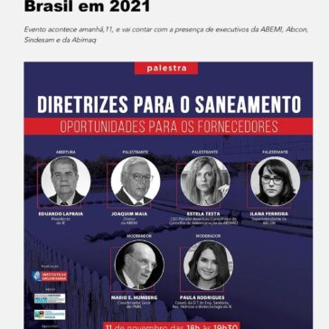 Instituto de Engenharia debate as oportunidades para fornecedores de Saneamento no Brasil em 2021 – Trend Times