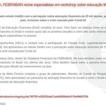 Quarta-feira (18), às 10h, FEBRABAN reúne especialistas em workshop sobre educação financeira – Editora Roncarati
