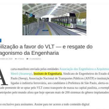 Mobilização a favor do VLT — e resgate do protagonismo da Engenharia – Revista O Empreiteiro