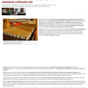 Vale vai usar rejeitos da mineração para produzir material de construção civil – ABC do ABC