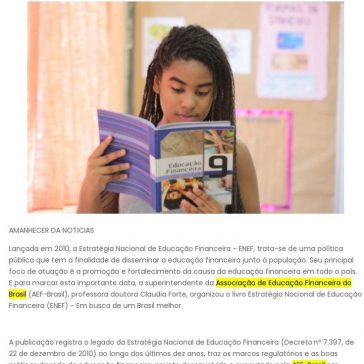 AEF-Brasil lança livro que marca trajetória de 10 anos da Estratégia Nacional de Educação Financeira – Amanhecer