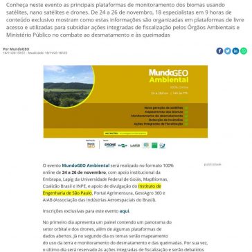 MundoGEO Ambiental em novembro mostra como a tecnologia é utilizada pelo Ministério Público no combate a desmatamento e queimadas – MundoGeo