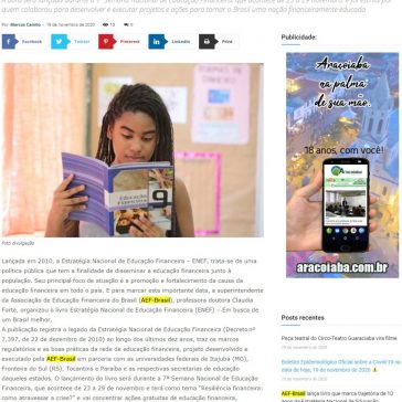 AEF-Brasil lança livro que marca trajetória de 10 anos da Estratégia Nacional de Educação Financeira – Araçoiaba da Serra
