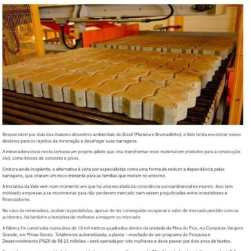 Vale vai usar rejeitos da mineração para produzir material de construção civil – Sebrae Inteligência Setorial