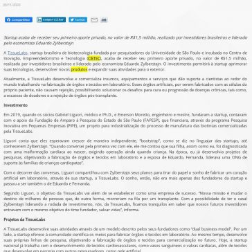 TissueLabs recebe investimento para fabricação de órgãos em laboratório – PPTA Soluções E Tecnologia