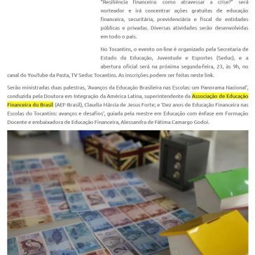 Semana Nacional de Educação Financeira será marcada por atividades lúdicas e lives no Tocantins – Surgiu