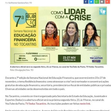 Semana Nacional de Educação Financeira será marcada por atividades lúdicas e lives no Tocantins – Araguaína Notícias