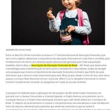 Pesquisa aponta que mais de 60% dos pais acreditam na importância de abordar educação financeira em sala de aula – Amanhecer