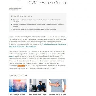 Palestras gratuitas sobre educação financeira reúnem CVM e Banco Central – UOL