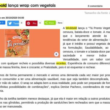 Wickbold lança wrap com vegetais – Arroz de Fyesta
