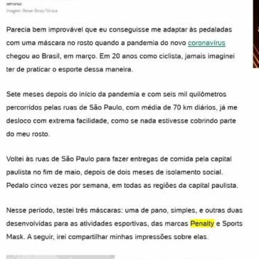 Três máscaras testadas e minhas impressões em 6 mil km de bike na pandemia – BOL Notícias