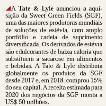 A Tate & Lyle anunciou… – Química e Derivados