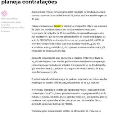Penalty tem aumento nas vendas e planeja contratações – Canal Executivo Blog