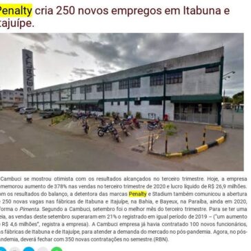 Penalty cria 250 novos empregos em Itabuna e Itajuípe. – Itacaré Urgente