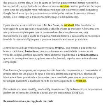 Wickbold lança pré-mix para consumidores fazerem seu próprio pão em casa – 2A Alimentos
