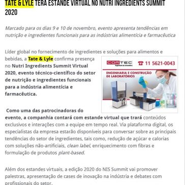 Tate & Lyle terá estande virtual no Nutri Ingredients Summit 2020 – Dois a Mais Farma