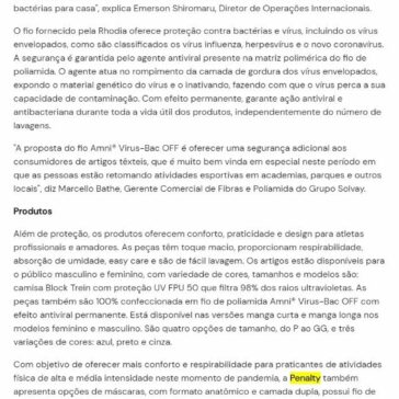 Esporte e proteção: Penalty apresenta Linha Block – Quimiweb