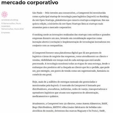 Comprovei é eleita logtech mais atraente para inovação aberta com mercado corporativo – Canal Executivo Blog