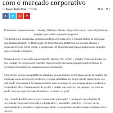 Startup mineira é eleita a logtech mais atraente para inovação aberta com o mercado corporativo – Cenário Minas