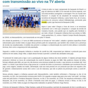 Unifacisa estreia nesta quinta-feira (12) no NBB com transmissão ao vivo na TV aberta – Interna Notícia
