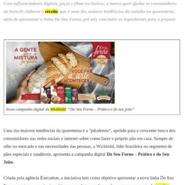 ARTE DE FAZER PÃO: CAMPANHA DA WICKBOLD ENSINA COMO FAZER PRODUTO EM CASA – Alice Varajão