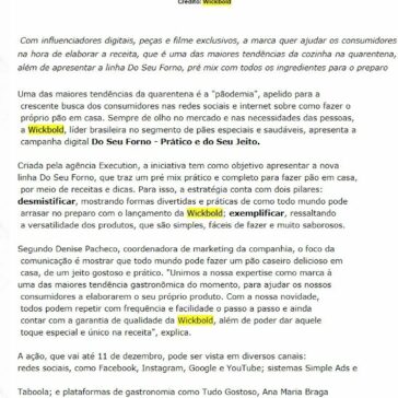 ARTE DE FAZER PÃO: CAMPANHA DA WICKBOLD ENSINA COMO FAZER PRODUTO EM CASA – Momento Informe