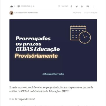 Suspensos os prazos de análise da CEBAS Educação – Jus Clip