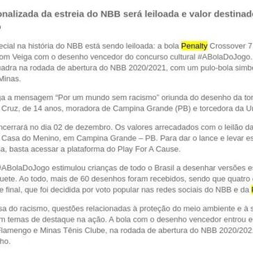 Bola personalizada da estreia do NBB será leiloada e valor destinado à Casa do menino – Blog Total Esportes