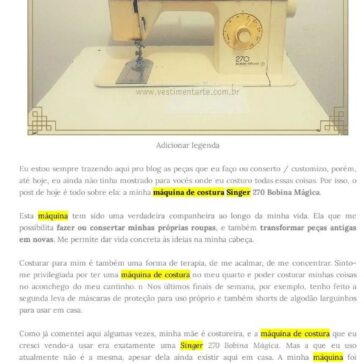 Minha Máquina de Costura Singer 270 Bobina Mágica – Vestimentarte